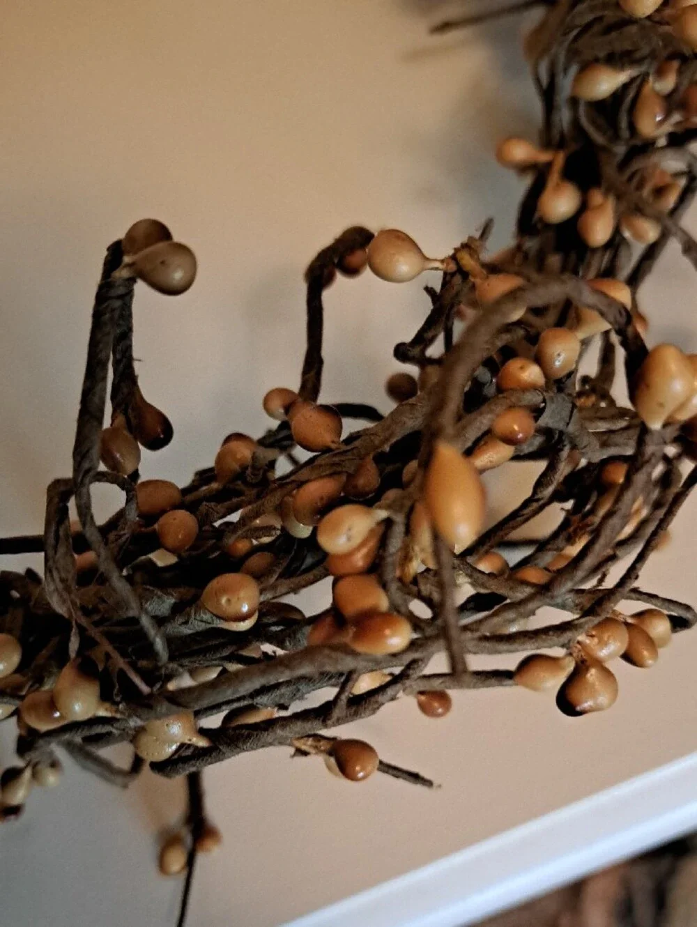 Neutral Brown Berry Vine Faux Floral Accent